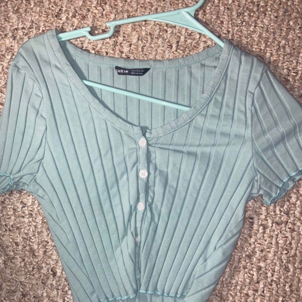 Mint button up blouse